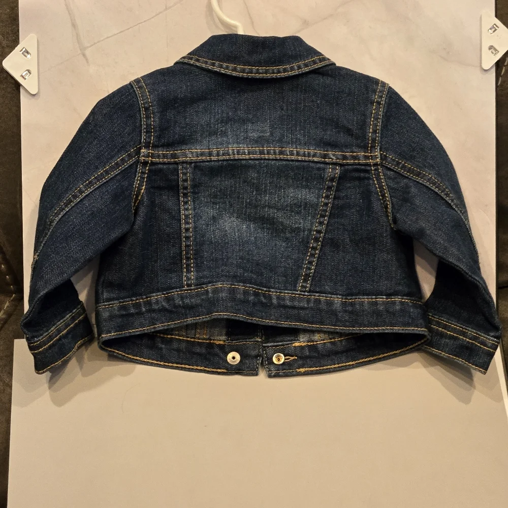 The Childrens Place Baby Girls Dark Wash Denim Jacket Blue‎ 6-9M Snap Front